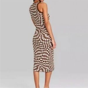 Wild Fable Brown Checker Midi Dress